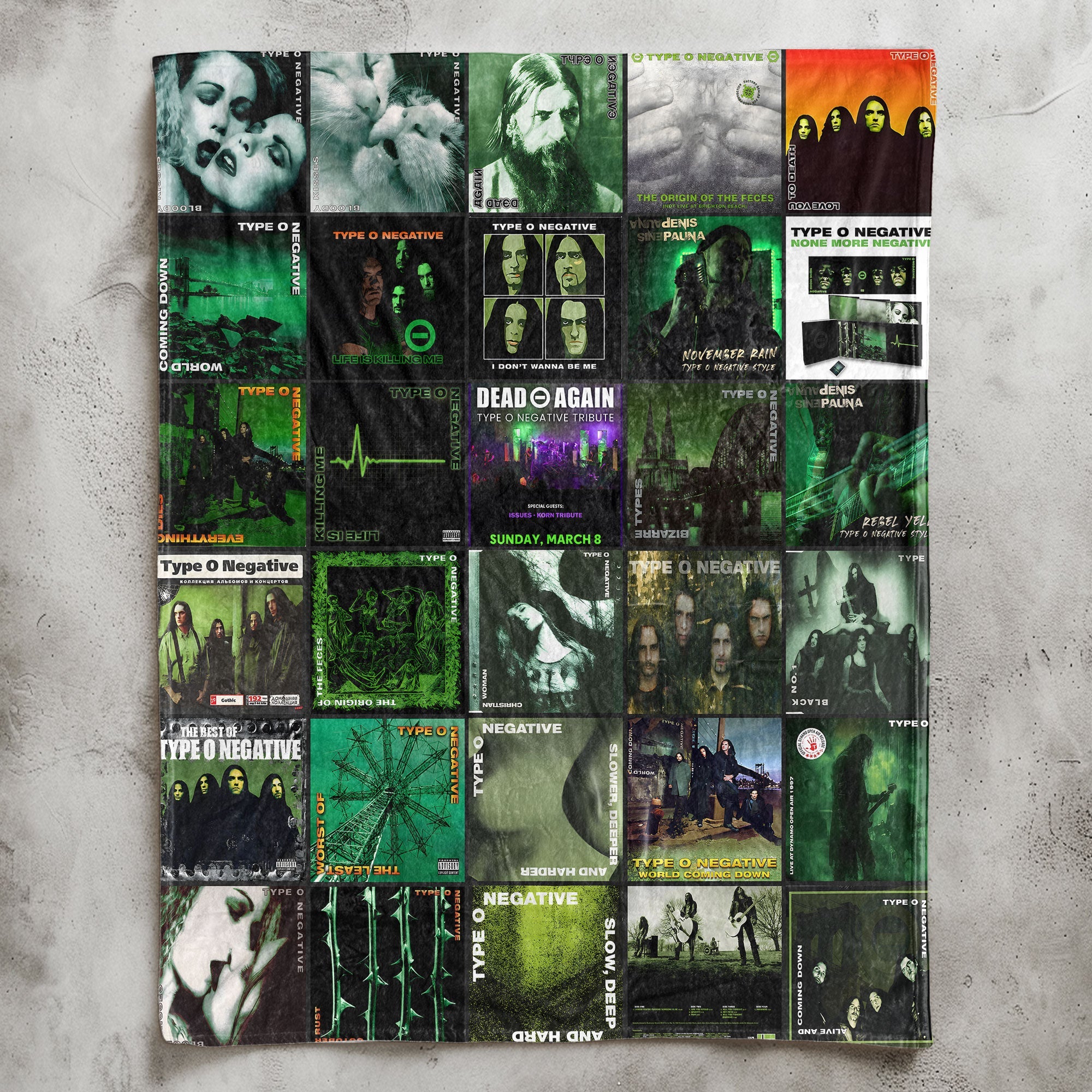 Type O Negative Sherpa Blanket Iconic Album Cover Collage Cozy Throw for Gothic Metal Fans