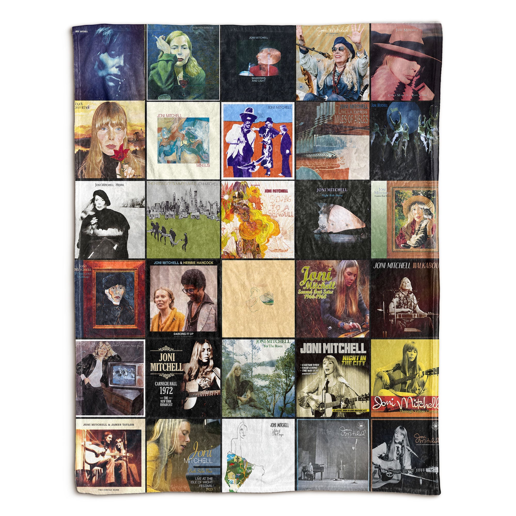 Joni Mitchell Sherpa Blanket Classic Album Cover Collage Gift for True Fans