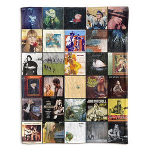 Joni Mitchell Sherpa Blanket Classic Album Cover Collage Gift for True Fans