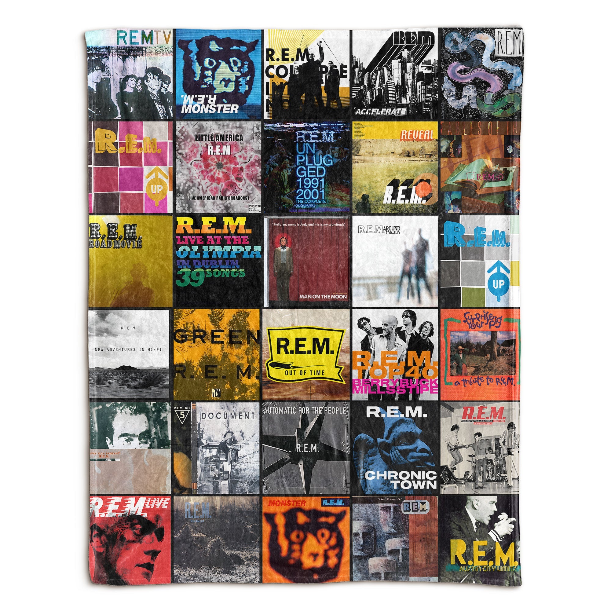 R.E.M. Sherpa Blanket Classic Album Cover Collage Gift for Indie & Alt-Rock Fans