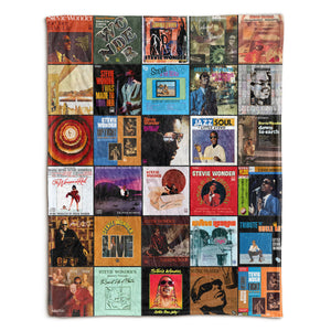 Stevie Wonder Sherpa Blanket Timeless Album Cover Collage for Soul & Motown Lovers