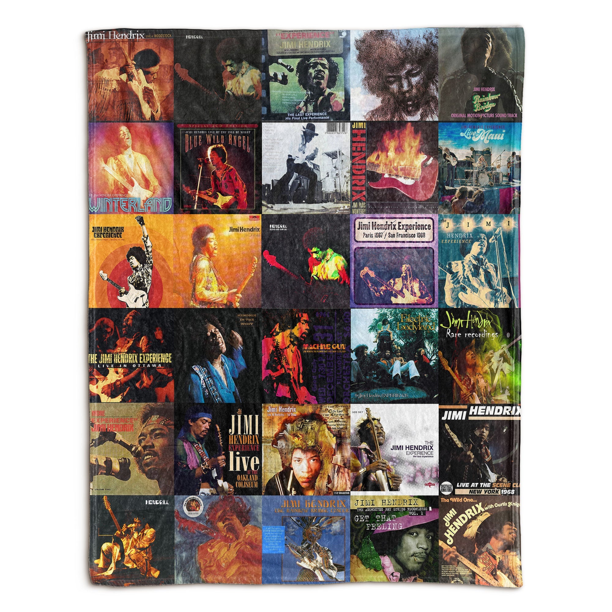 Jimi Hendrix Sherpa Blanket Iconic Album Cover Collage Gift for Legendary Rock Fans
