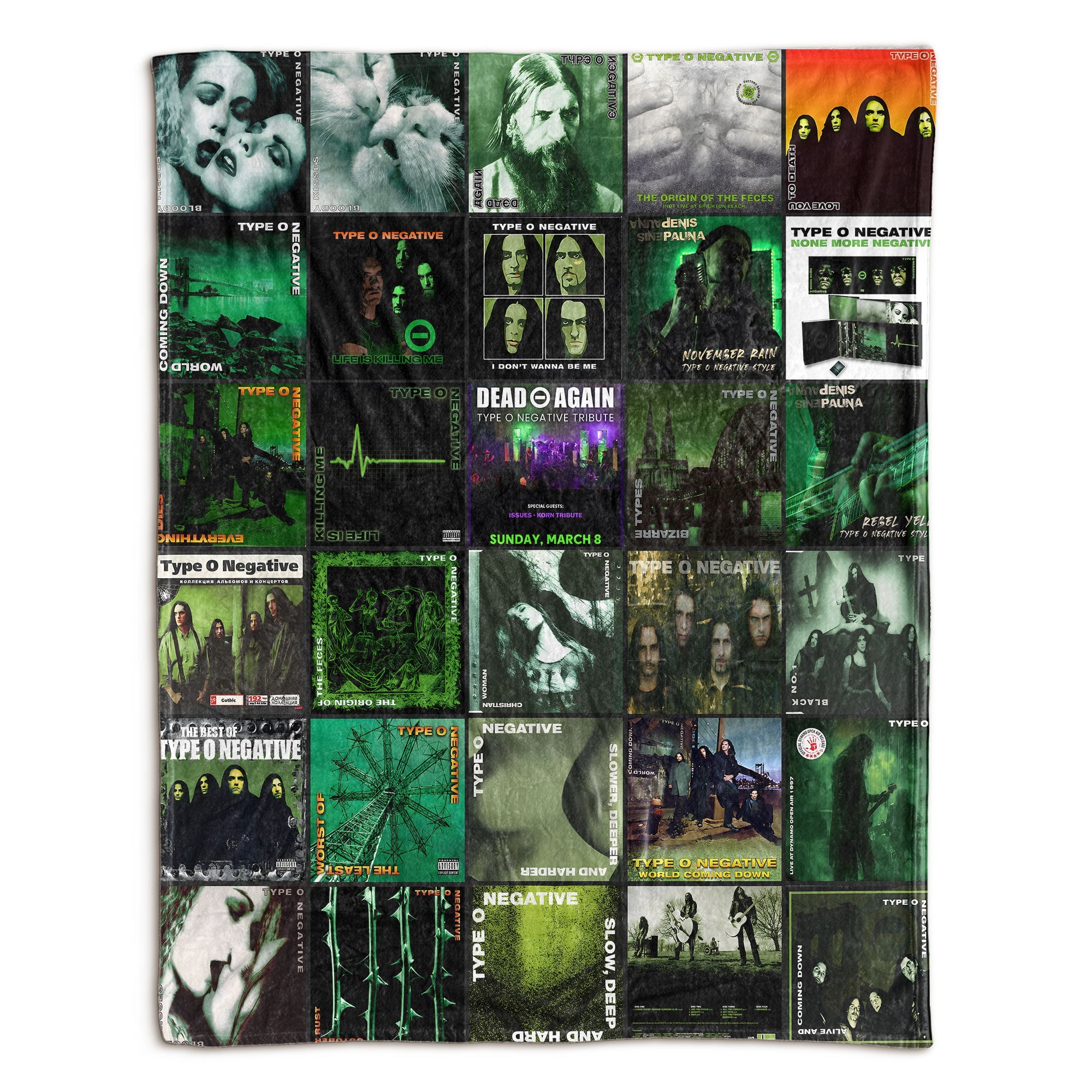 Type O Negative Sherpa Blanket Iconic Album Cover Collage Cozy Throw for Gothic Metal Fans