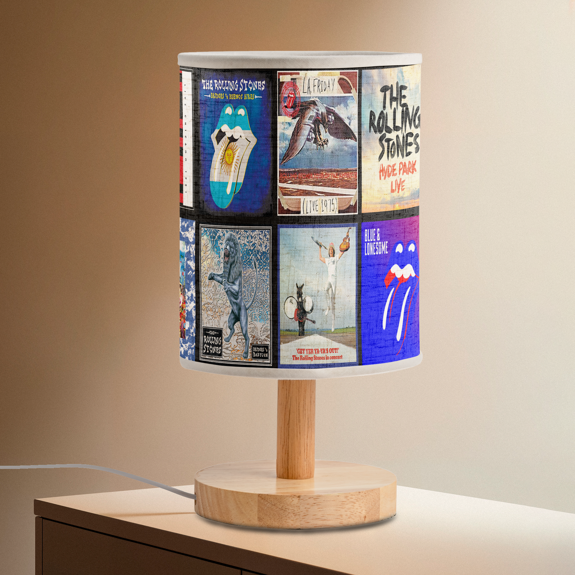 The Rolling Stones Album Cover Fabric Lamp Rock & Roll Home Décor