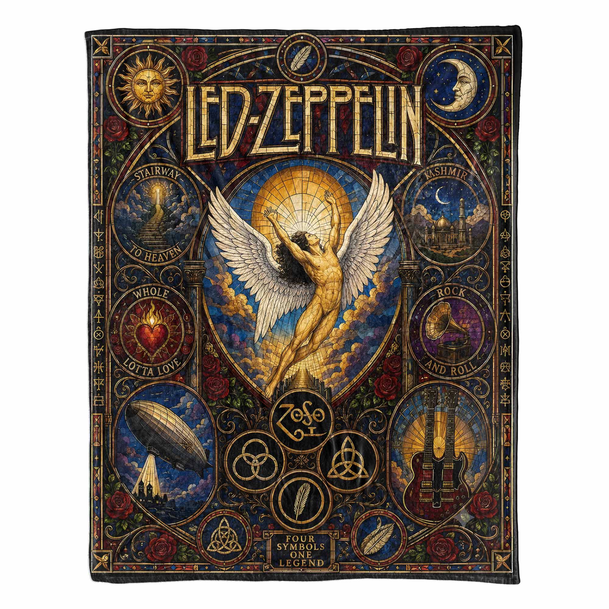 Led Zeppelin Band Sherpa Blanket Stairway To Heaven Stained Glass Blanket