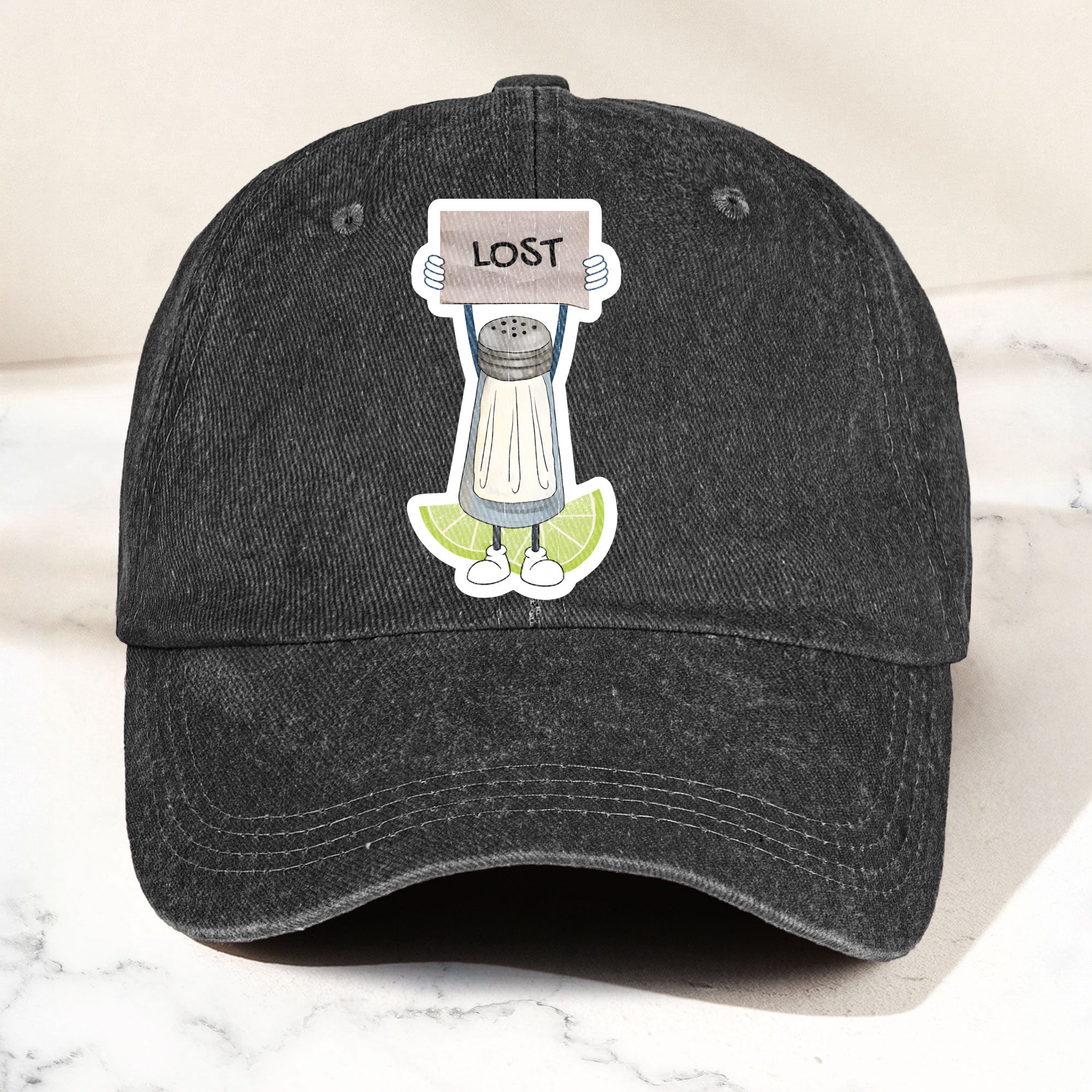 Lost Shaker of Salt Denim Cap Retro Classic Jimmy Buffett Inspired Dad Hat (With Box)