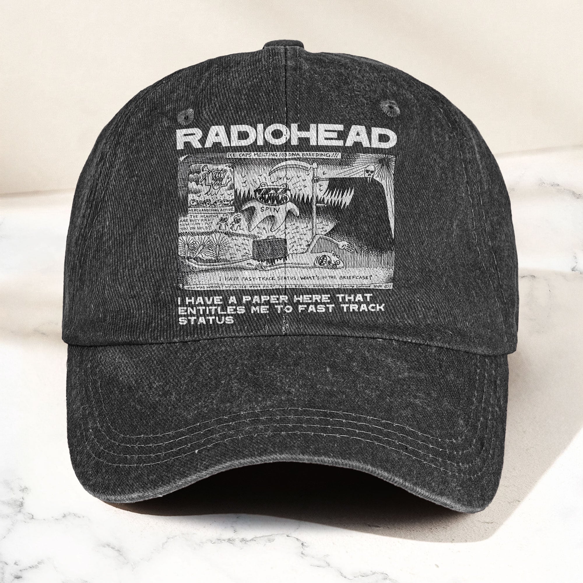 Radiohead Denim Dad Cap Vintage Washed Alternative Rock Adjustable Hat