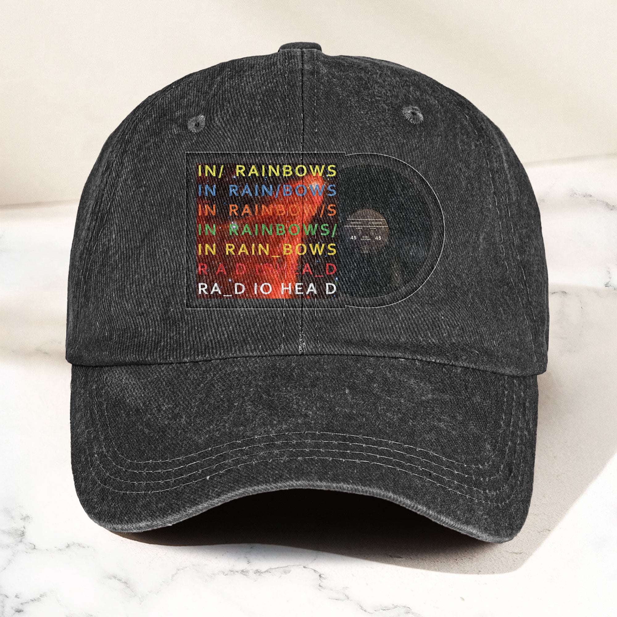 Radiohead In Rainbows Denim Dad Cap Vintage Washed Alternative Rock Hat