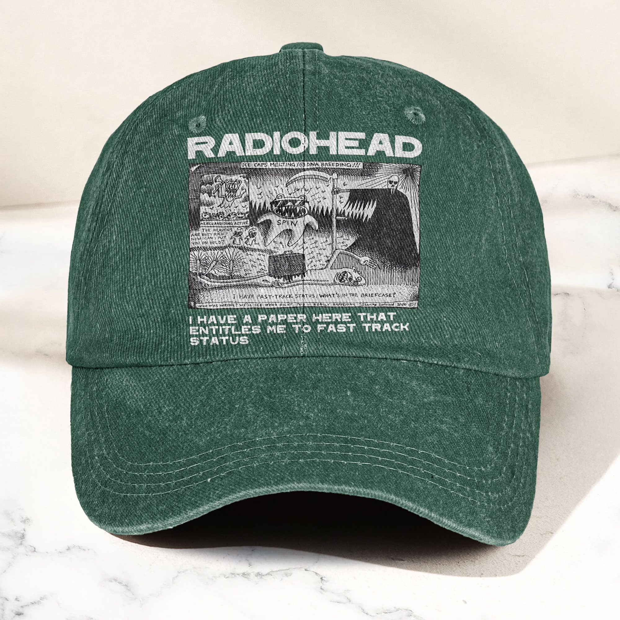 Radiohead Denim Dad Cap Vintage Washed Alternative Rock Adjustable Hat