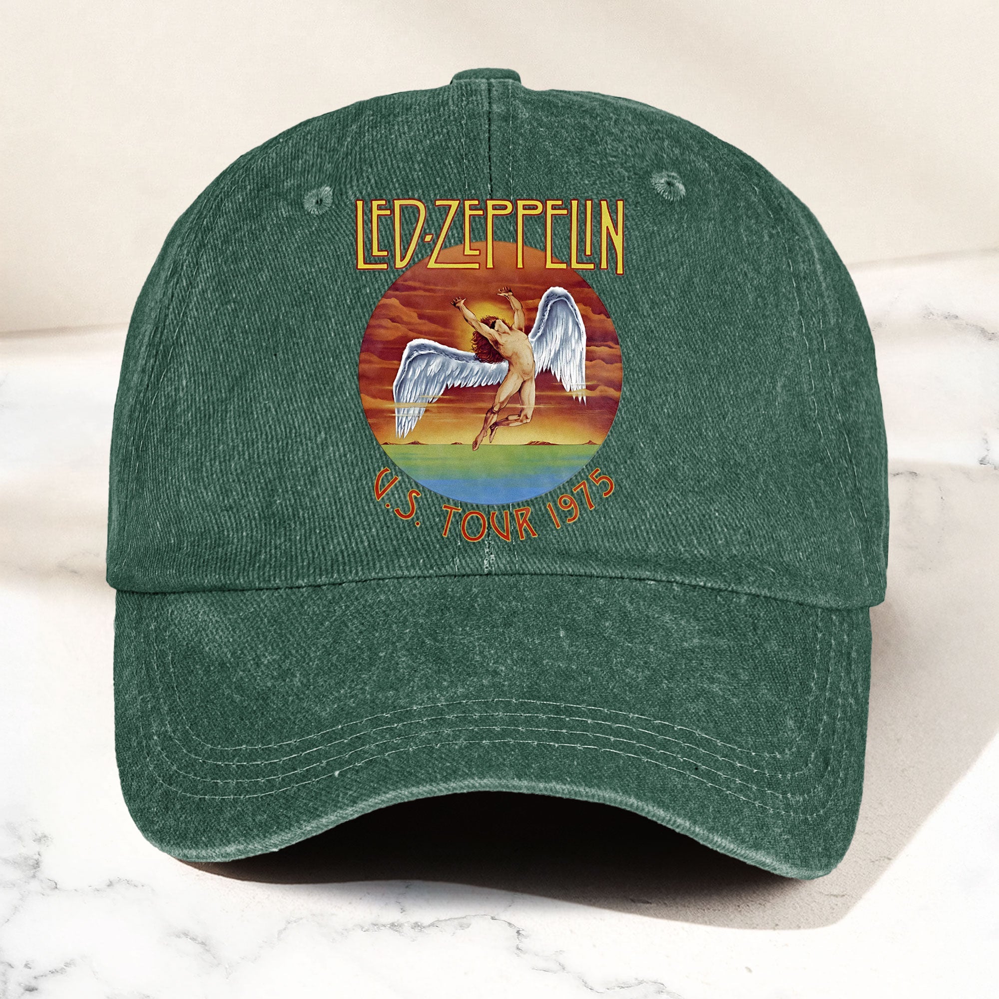 Led Zeppelin Denim Dad Cap U.S. Tour 1975 Vintage Angel Design ( With BOX)