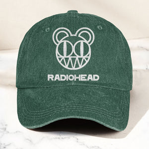 Radiohead Bear Logo Denim Dad Cap Vintage Washed Alternative Rock Hat
