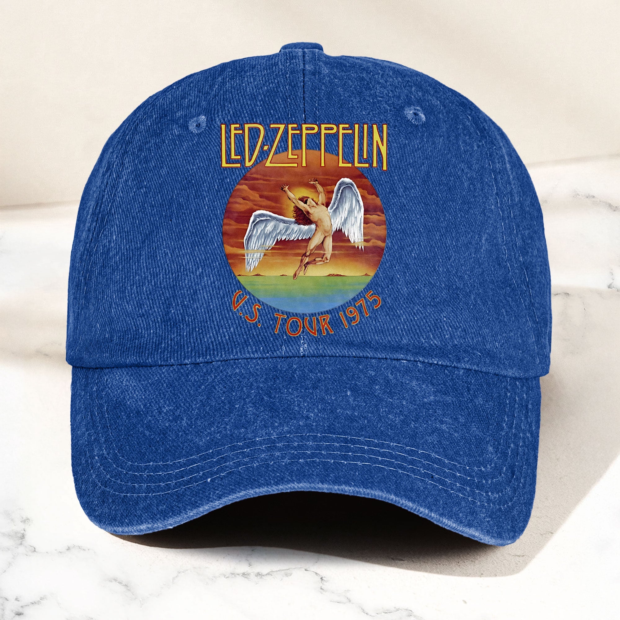 Led Zeppelin Denim Dad Cap U.S. Tour 1975 Vintage Angel Design ( With BOX)