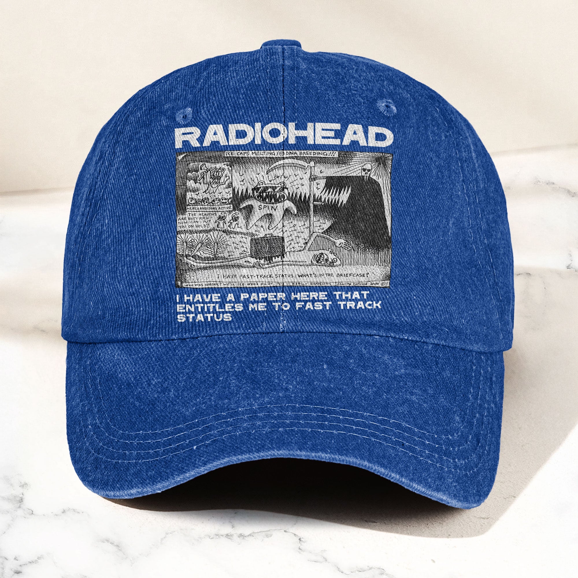 Radiohead Denim Dad Cap Vintage Washed Alternative Rock Adjustable Hat