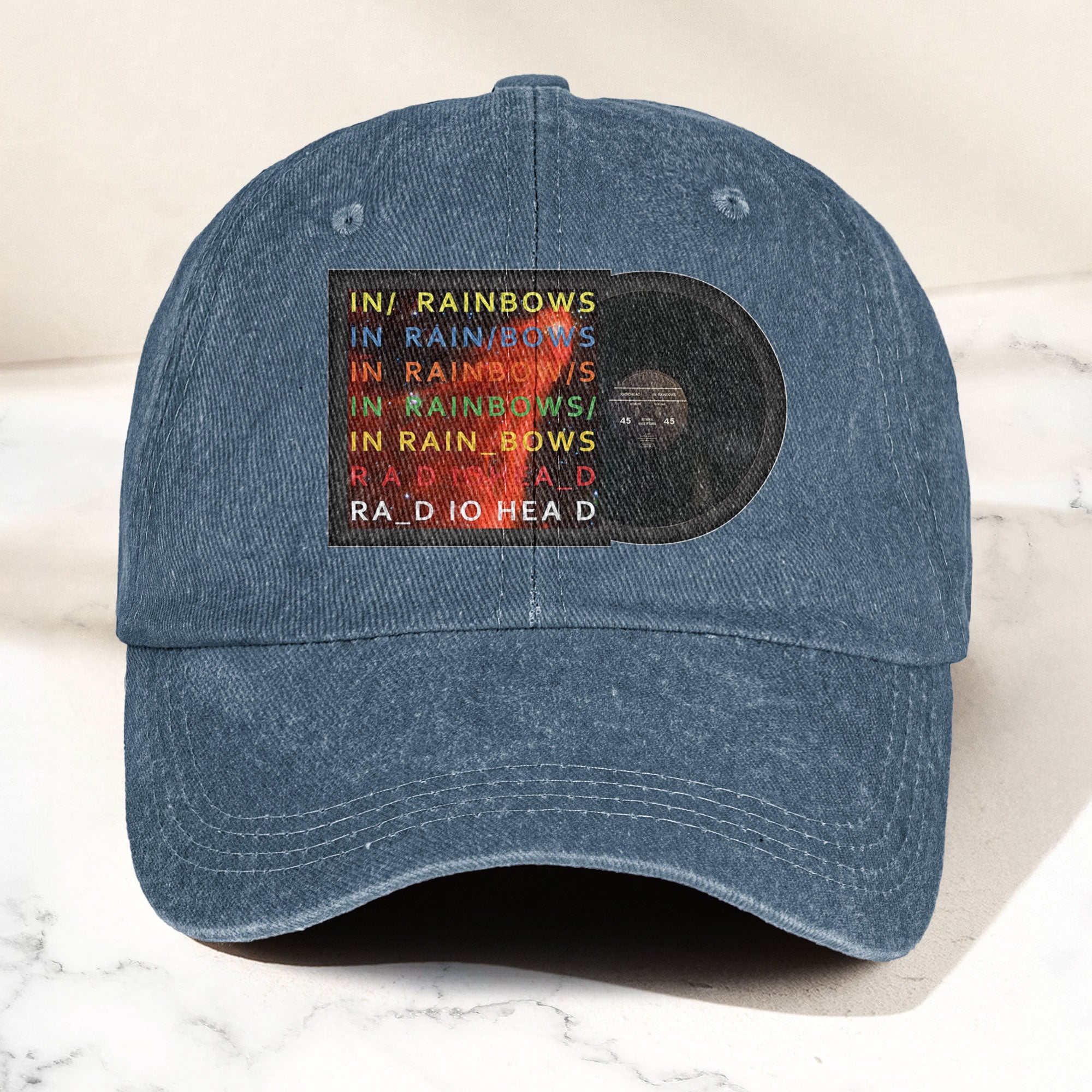Radiohead In Rainbows Denim Dad Cap Vintage Washed Alternative Rock Hat