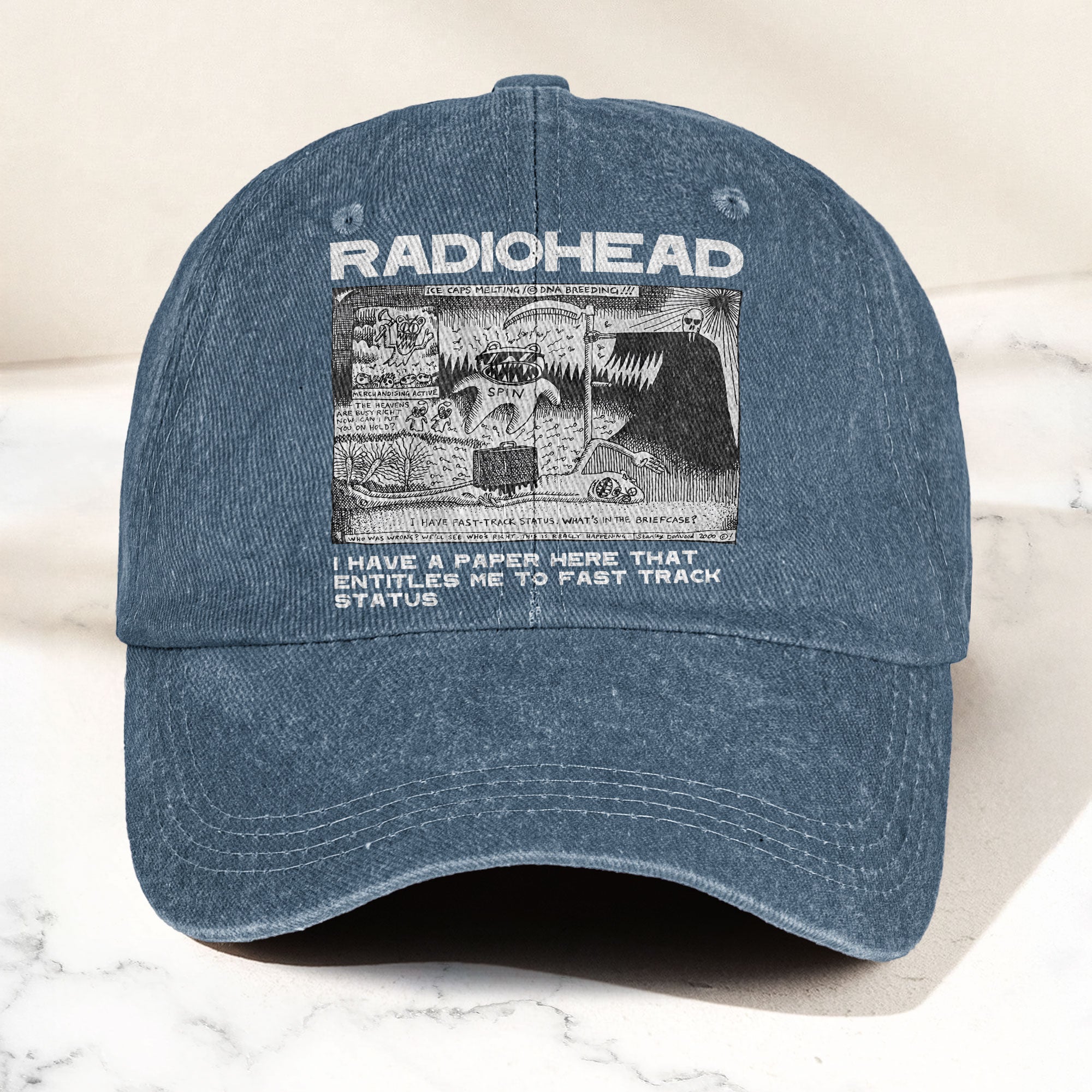 Radiohead Denim Dad Cap Vintage Washed Alternative Rock Adjustable Hat