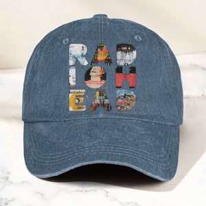 Radiohead Album Collage Denim Dad Cap Vintage Washed Alternative Rock Hat