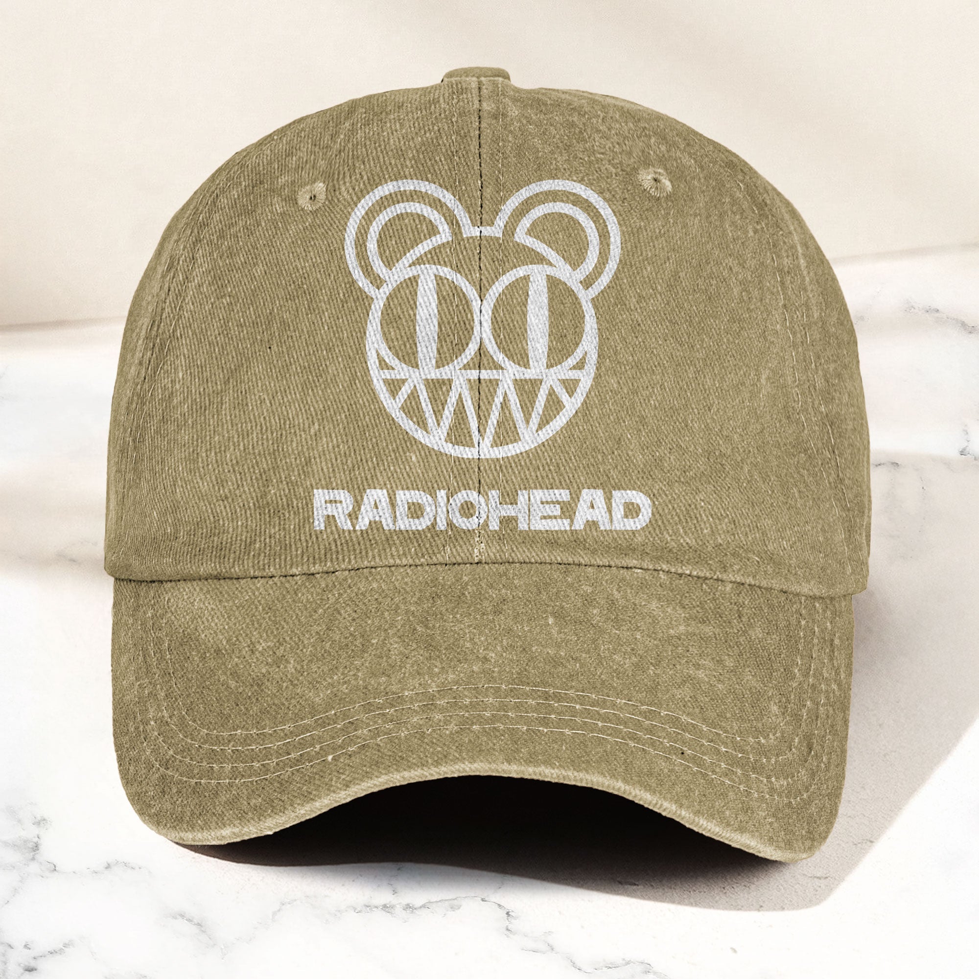 Radiohead Bear Logo Denim Dad Cap Vintage Washed Alternative Rock Hat