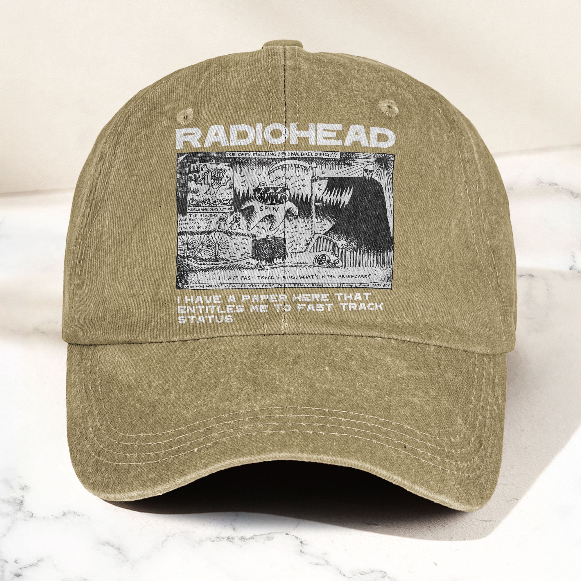Radiohead Denim Dad Cap Vintage Washed Alternative Rock Adjustable Hat