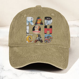Radiohead Album Collage Denim Dad Cap Vintage Washed Alternative Rock Hat