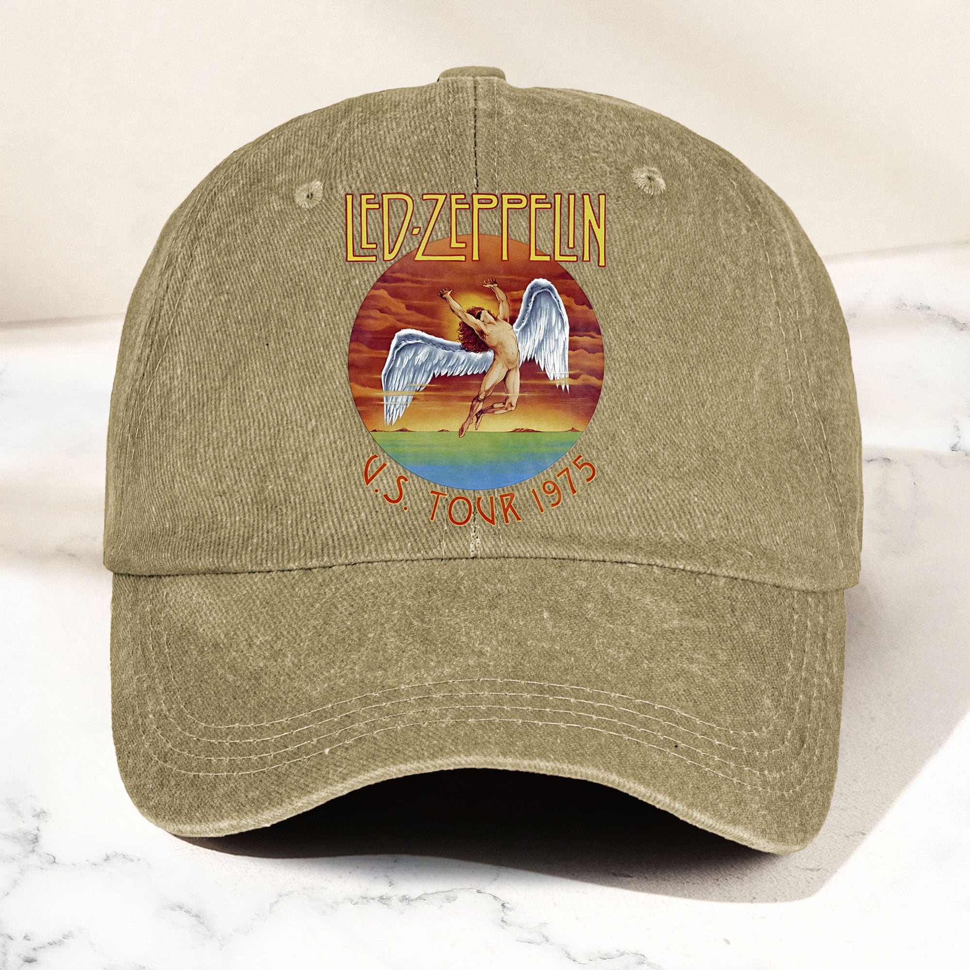 Led Zeppelin Denim Dad Cap U.S. Tour 1975 Vintage Angel Design ( With BOX)