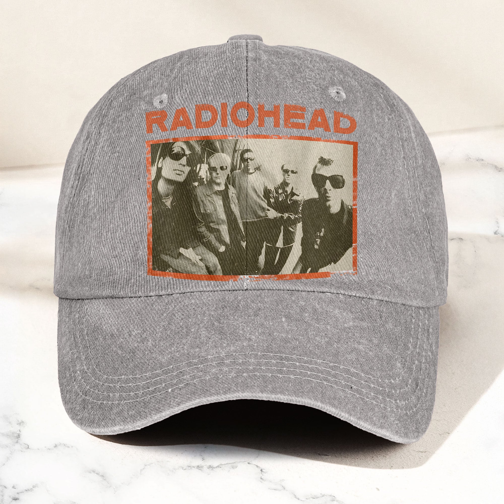 Radiohead Vintage Band Photo Denim Dad Cap Classic Alternative Rock Hat