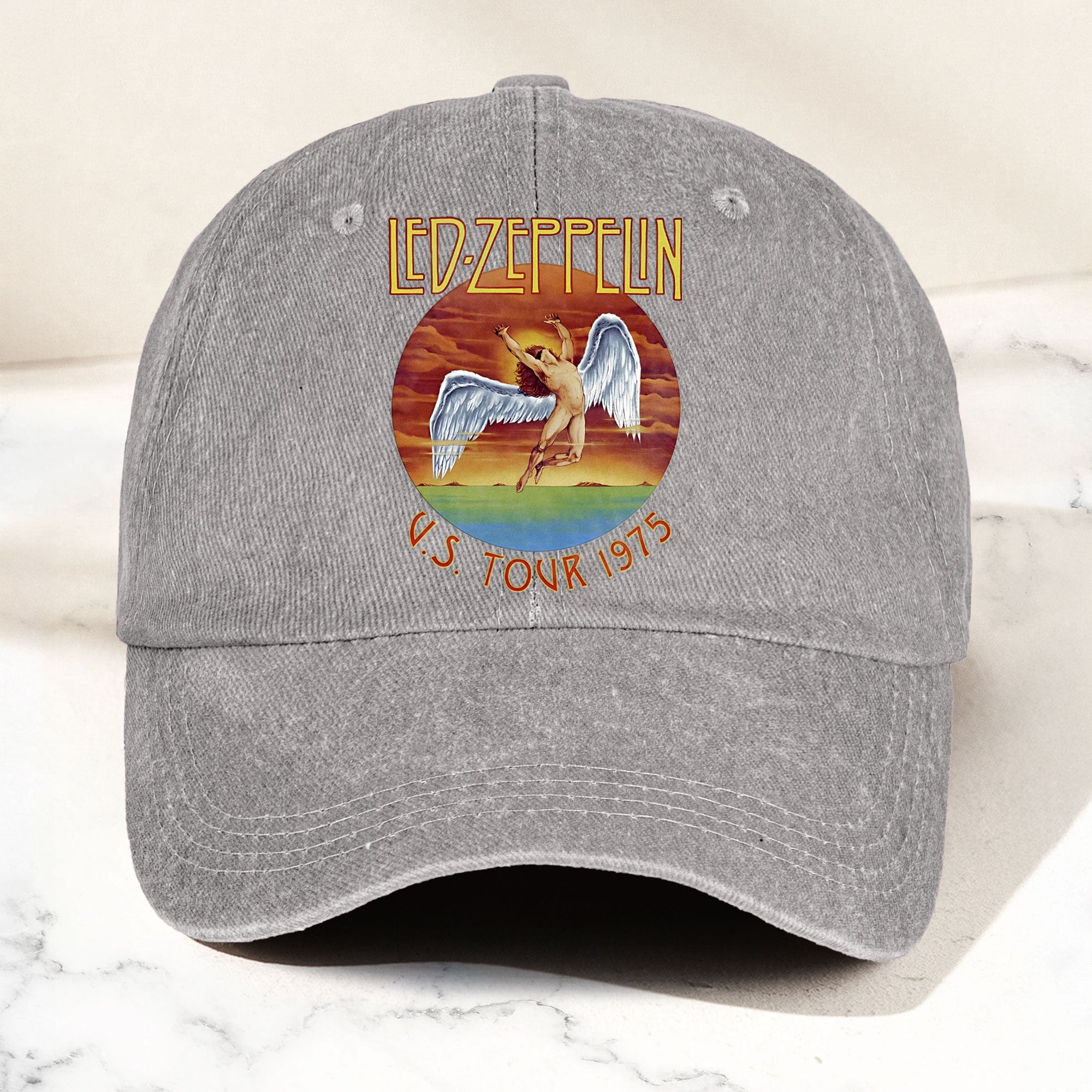 Led Zeppelin Denim Dad Cap U.S. Tour 1975 Vintage Angel Design ( With BOX)