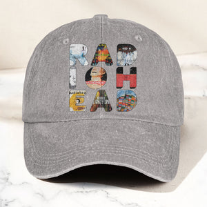 Radiohead Album Collage Denim Dad Cap Vintage Washed Alternative Rock Hat