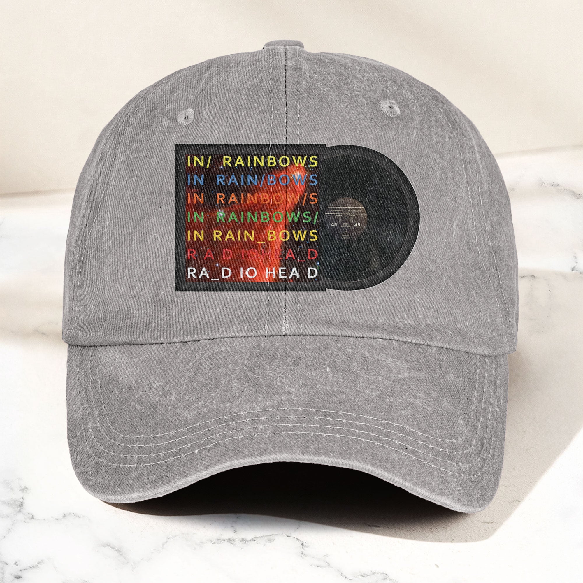 Radiohead In Rainbows Denim Dad Cap Vintage Washed Alternative Rock Hat