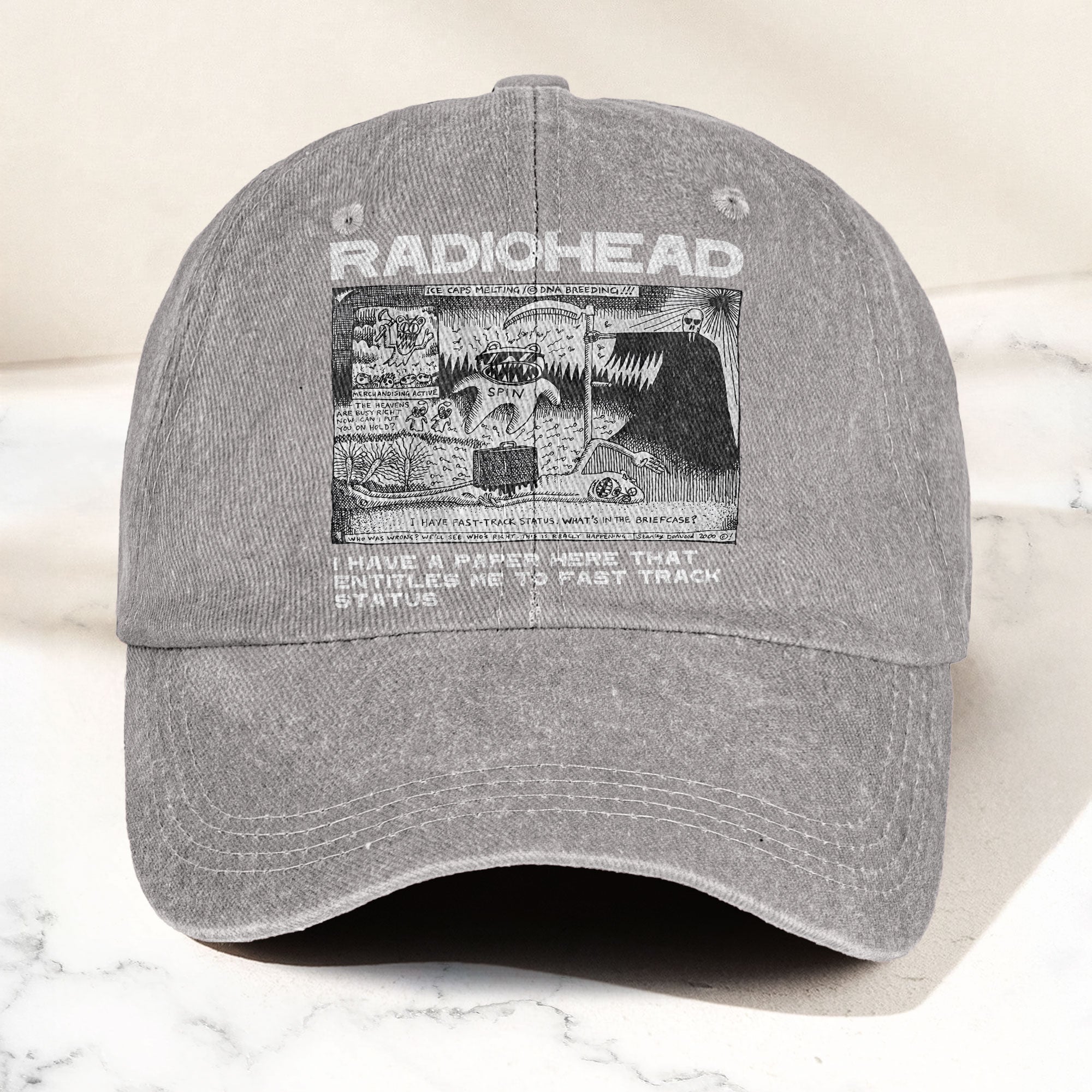 Radiohead Denim Dad Cap Vintage Washed Alternative Rock Adjustable Hat