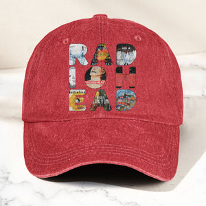 Radiohead Album Collage Denim Dad Cap Vintage Washed Alternative Rock Hat