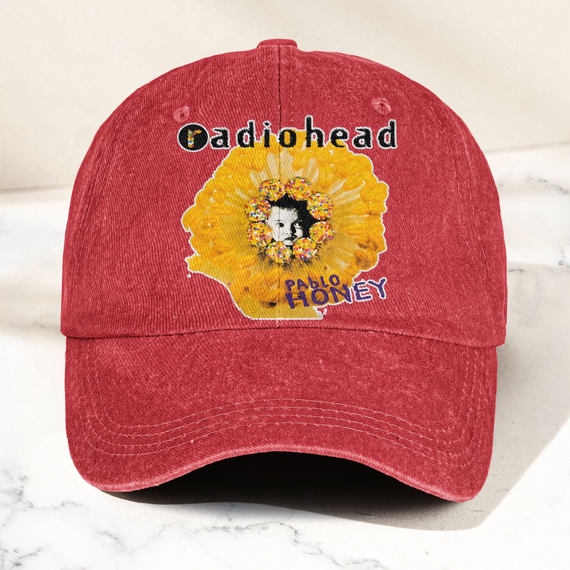 Radiohead Pablo Honey Denim Dad Cap Vintage Washed Alternative Rock Hat