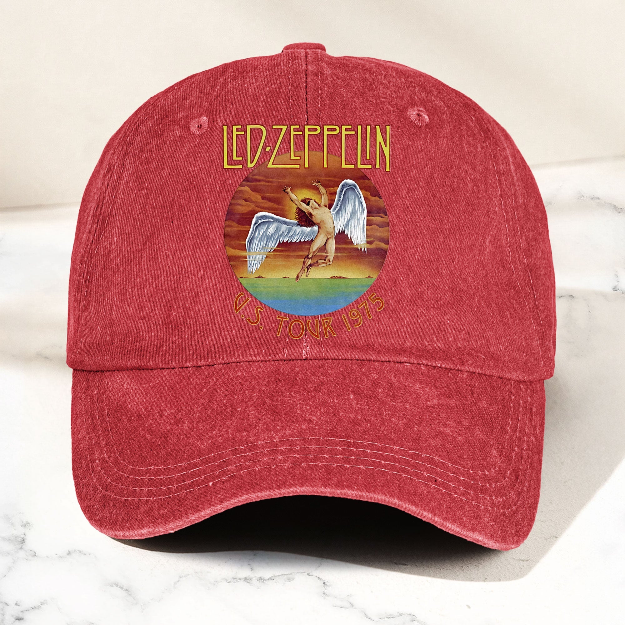 Led Zeppelin Denim Dad Cap U.S. Tour 1975 Vintage Angel Design ( With BOX)