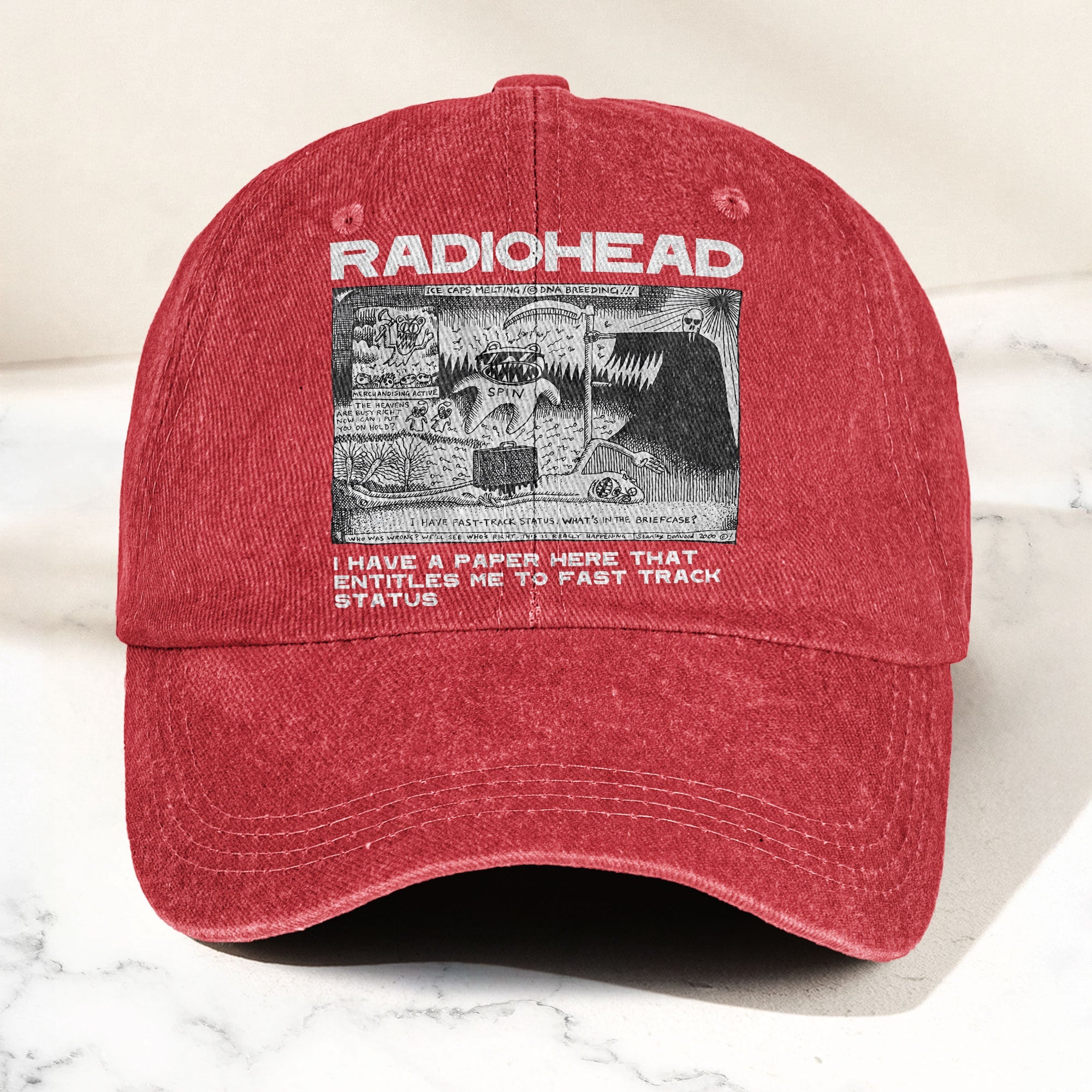Radiohead Denim Dad Cap Vintage Washed Alternative Rock Adjustable Hat