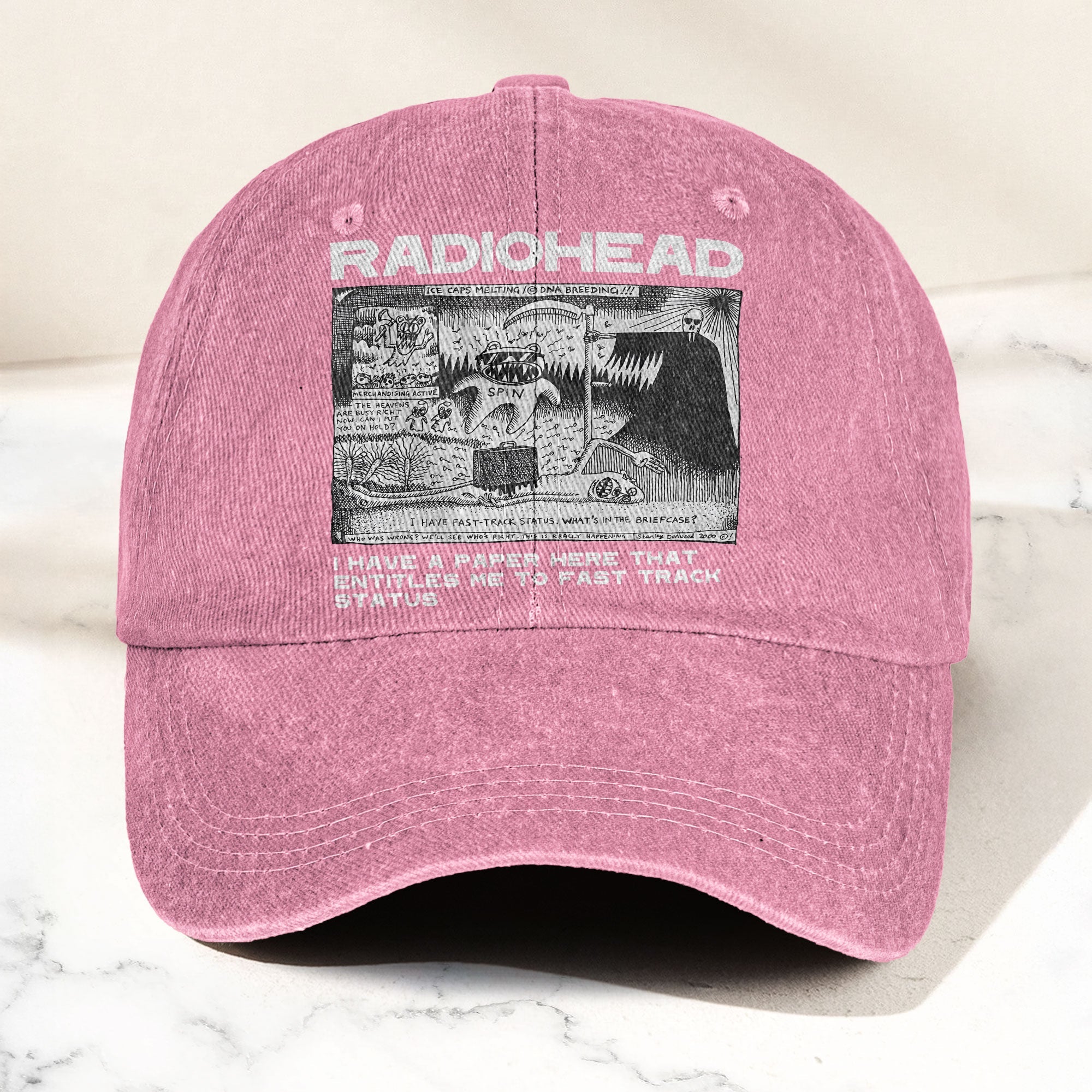 Radiohead Denim Dad Cap Vintage Washed Alternative Rock Adjustable Hat
