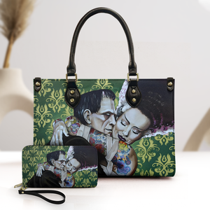 Gothic Romance Leather Handbag Frankenstein & Bride
