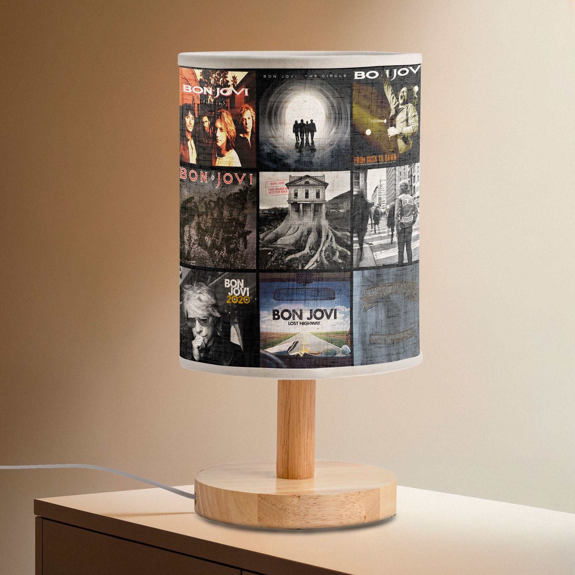 Livin’ on a Light Bon Jovi Album Art Fabric Lamp