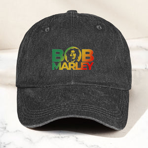 Bob Marley Denim Dad Cap Rasta Color Portrait Logo Design ( With BOX)