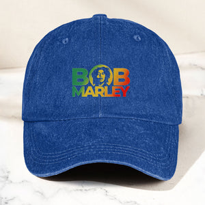 Bob Marley Denim Dad Cap Rasta Color Portrait Logo Design ( With BOX)