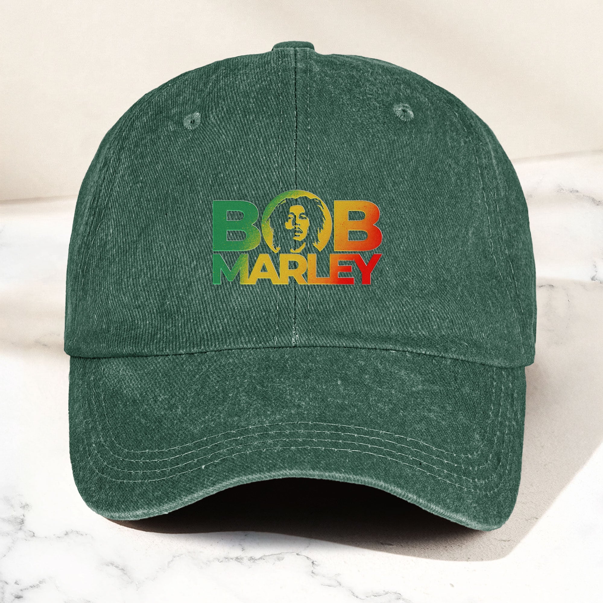Bob Marley Denim Dad Cap Rasta Color Portrait Logo Design ( With BOX)