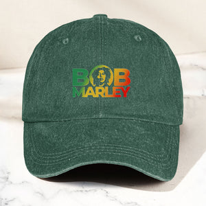 Bob Marley Denim Dad Cap Rasta Color Portrait Logo Design ( With BOX)