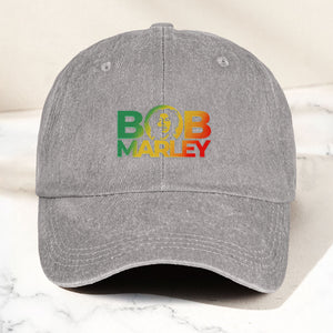 Bob Marley Denim Dad Cap Rasta Color Portrait Logo Design ( With BOX)