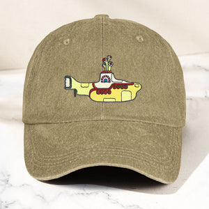 Yellow Submarine Denim Dad Cap Iconic Walk Design ( With BOX)