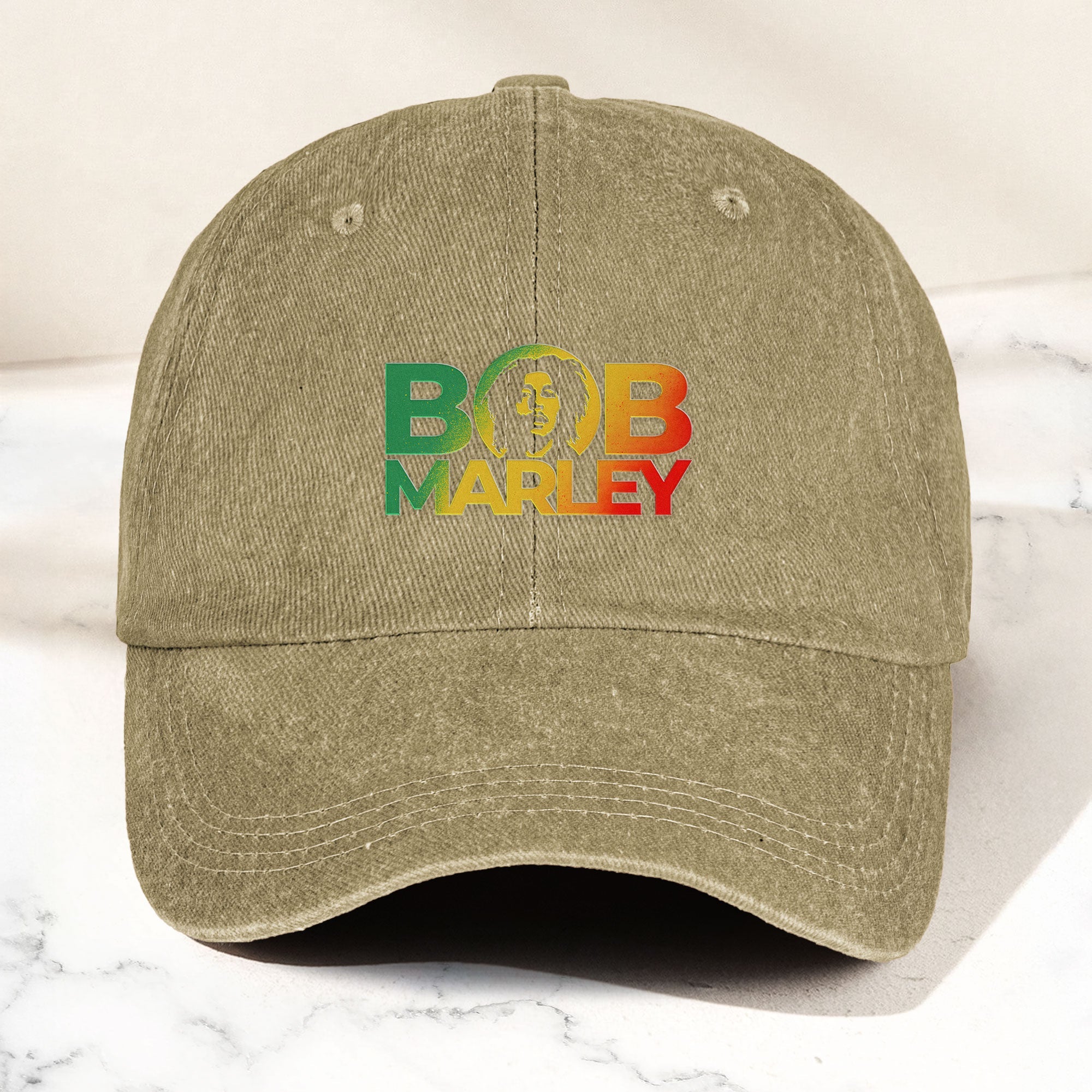 Bob Marley Denim Dad Cap Rasta Color Portrait Logo Design ( With BOX)