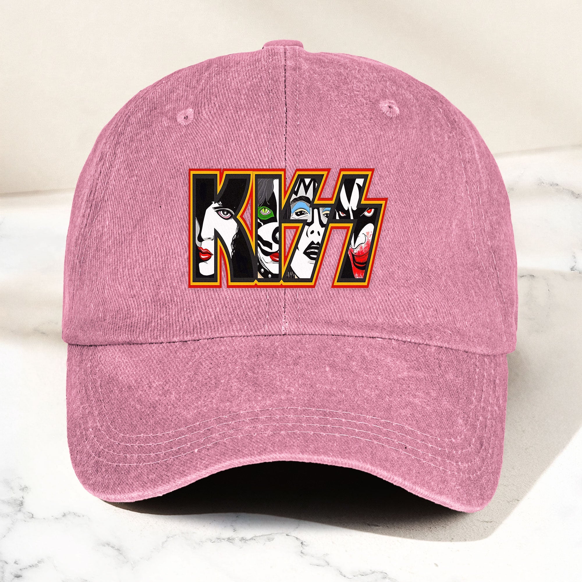 KISS Denim Dad Cap Iconic Face Collage Logo Design ( With BOX)