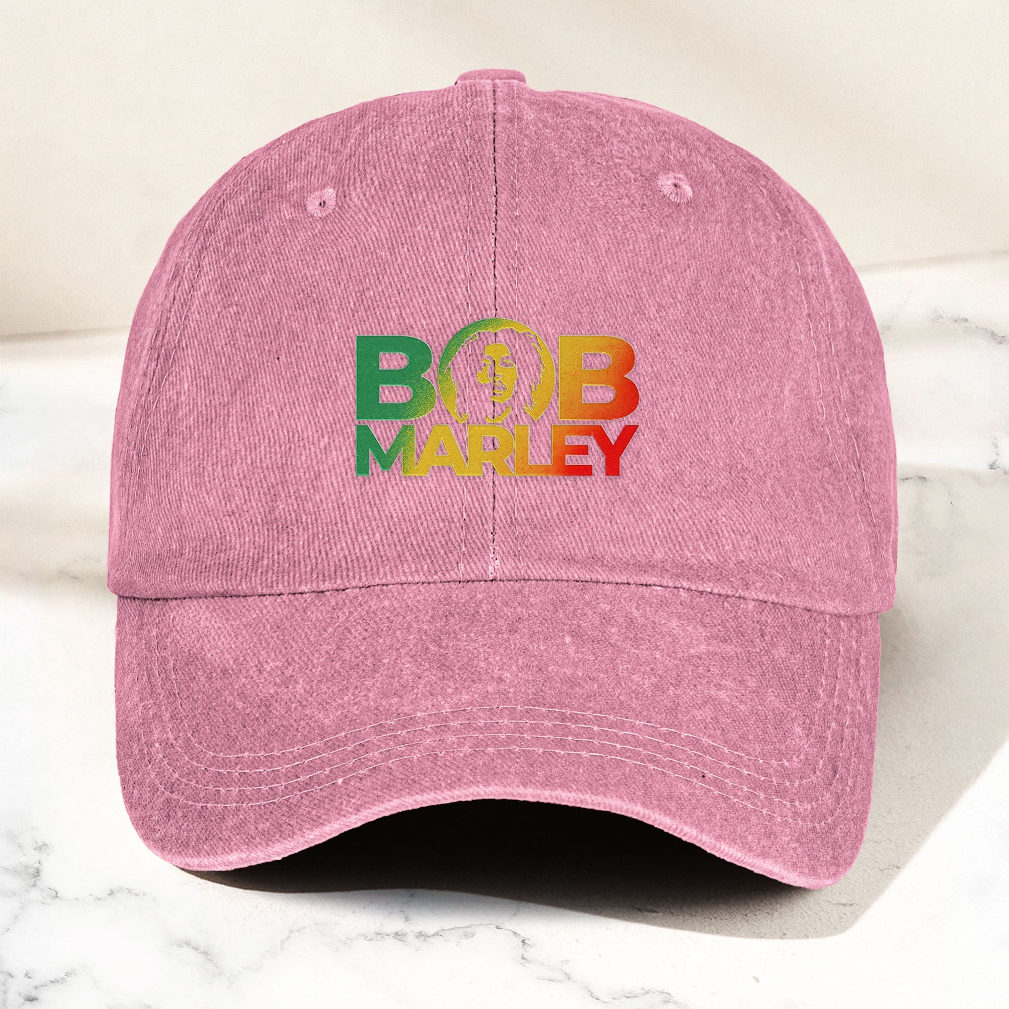 Bob Marley Denim Dad Cap Rasta Color Portrait Logo Design ( With BOX)