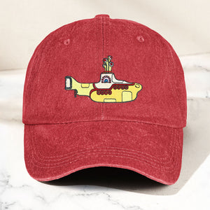 Yellow Submarine Denim Dad Cap Iconic Walk Design ( With BOX)
