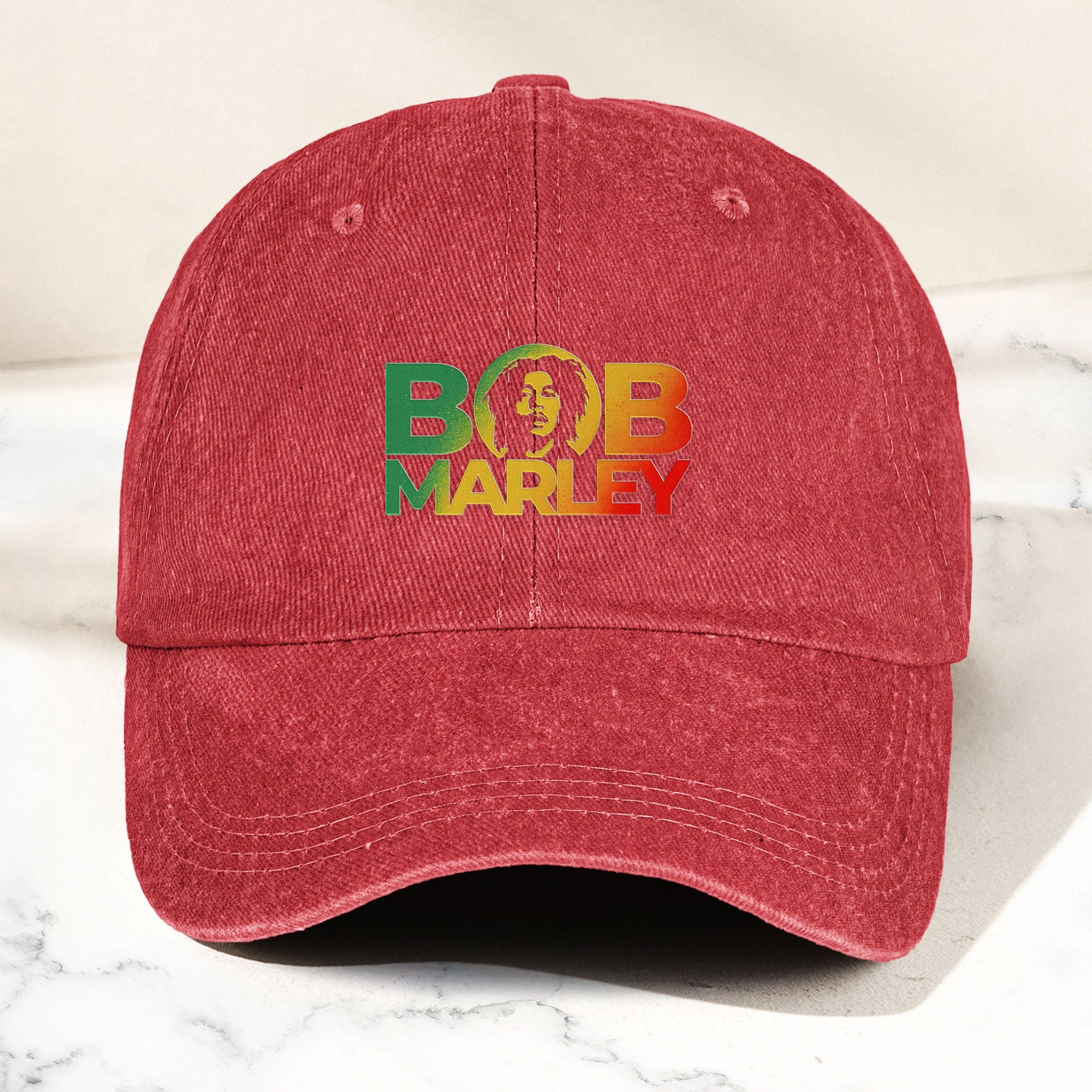 Bob Marley Denim Dad Cap Rasta Color Portrait Logo Design ( With BOX)