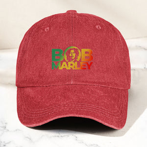 Bob Marley Denim Dad Cap Rasta Color Portrait Logo Design ( With BOX)