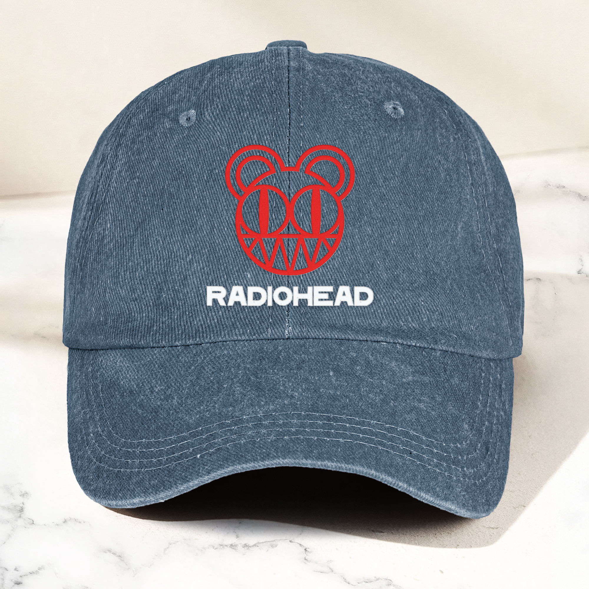Radiohead Denim Dad Cap Modified Bear Logo Design ( With BOX)