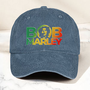Bob Marley Denim Dad Cap Rasta Color Portrait Logo Design ( With BOX)